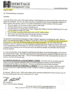 Spruce Creek South | Road Resurfacing Assessment | April 30, 2008
